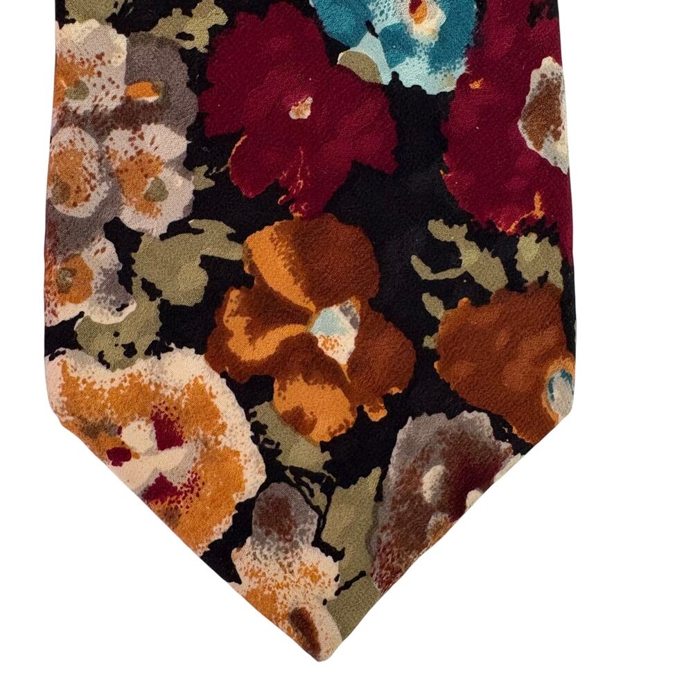 Strathmore by Richman Mod Abstract Floral 100% Silk Tie Retro